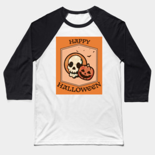 Skull and Jack o Lantern Baseball T-Shirt