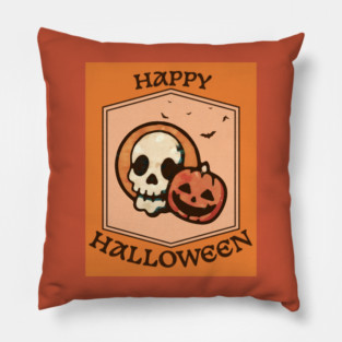 Skull and Jack o Lantern Pillow