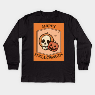 Skull and Jack o Lantern Kids Long Sleeve T-Shirt