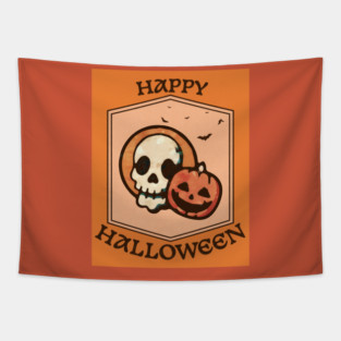 Skull and Jack o Lantern Tapestry