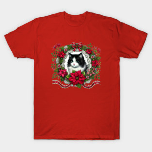 Christmas Tuxedo Cat T-Shirt
