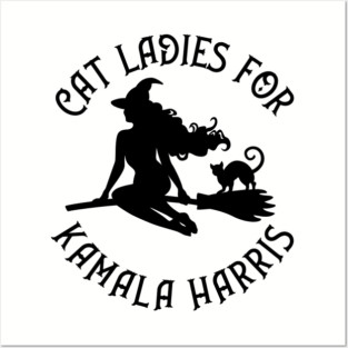 Witchy Cat Ladies for Kamala Harris Wiccaan Pagan Cheeky Witch® Posters and Art