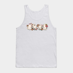 Cute Ghost, Floral Ghost, Halloween Ghost, Spooky Season, Womens Halloween, Halloween Party Tank Top