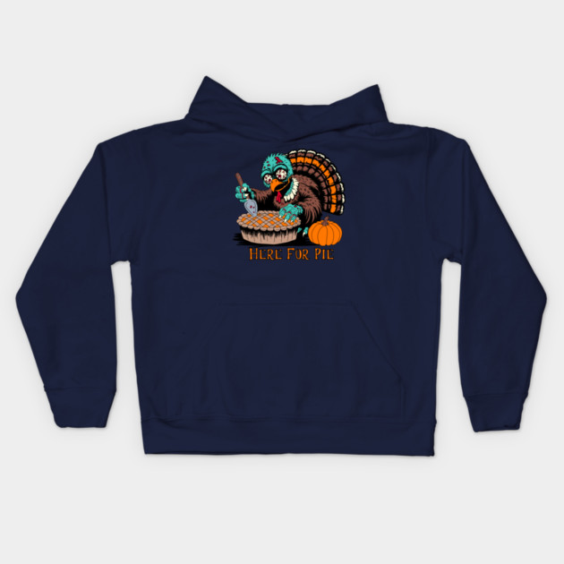 Zombie Turkey Wants Pumpkin Pie Kids Hoodie by H. R. Sinclair