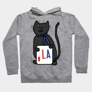 Cute Cat and Comma La Sign Cats for Kamala Harris Hoodie