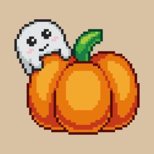 A ghost and its pumpkin pixel T-Shirt