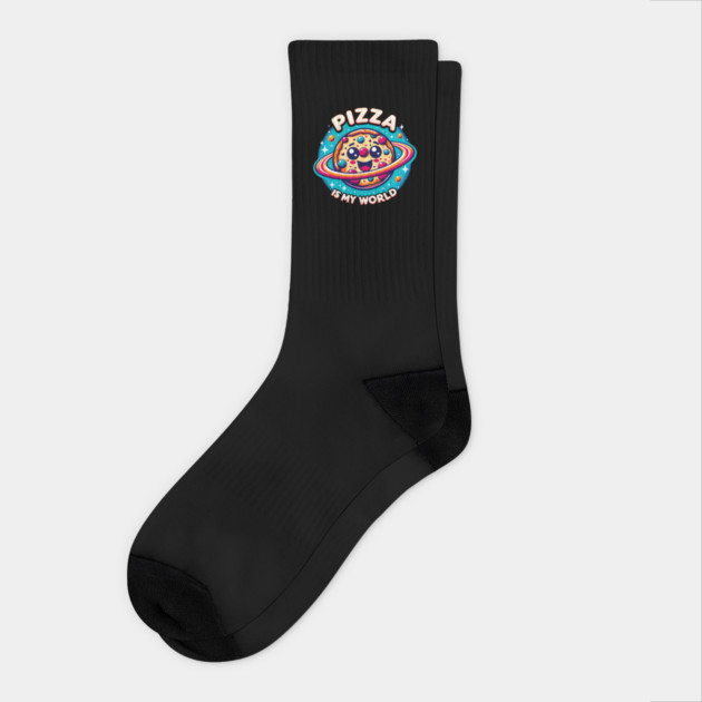 Pizza is my World, Funny Pizza Lover Socks by logiamerch