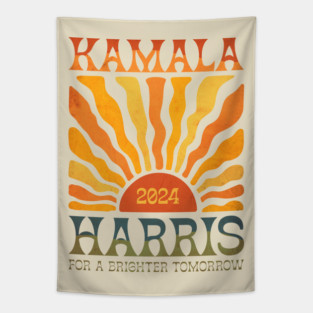 Kamala Harris 2024 For A Brighter Tomorrow Vintage Boho Groovy Chic Retro Tapestry