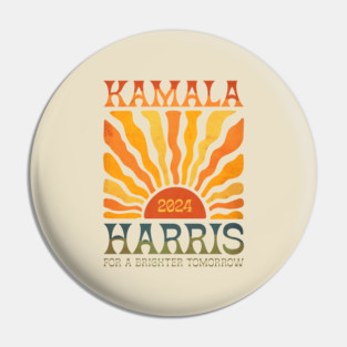 Kamala Harris 2024 For A Brighter Tomorrow Vintage Boho Groovy Chic Retro Pin