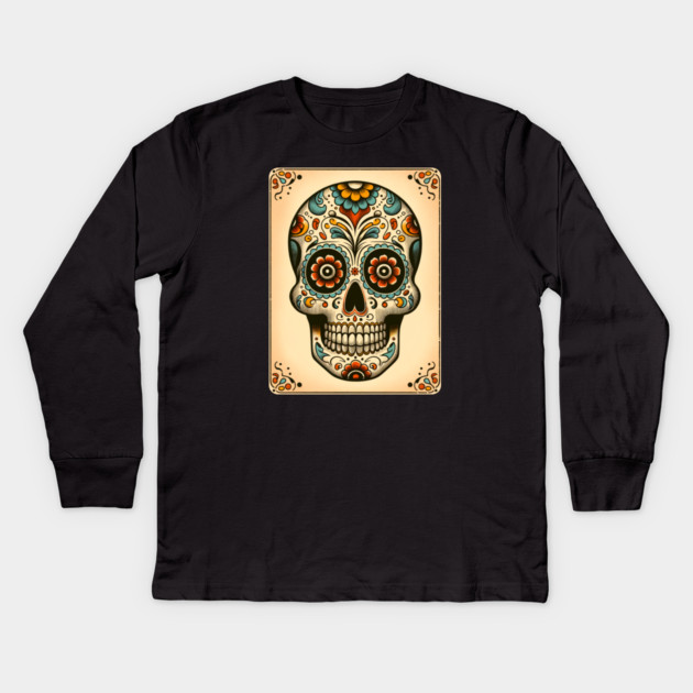 Dia de los Muertos Tarot Kids Long Sleeve T-Shirt by HolidayBug