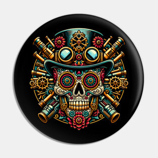 Steampunk Dia de los Muertos Pin