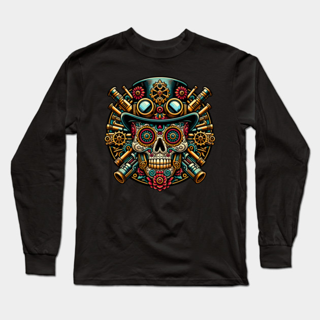 Steampunk Dia de los Muertos Long Sleeve T-Shirt by HolidayBug