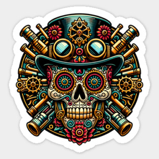 Steampunk Dia de los Muertos Sticker