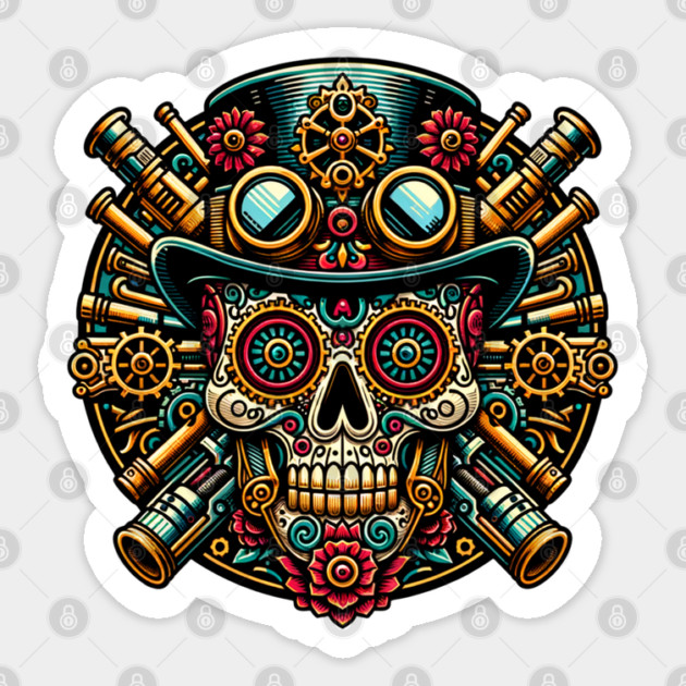 Steampunk Dia de los Muertos Sticker by HolidayBug