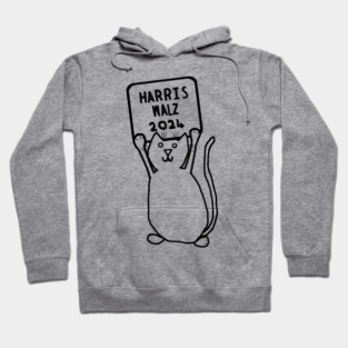 Cute Cat and Harris Walz 2024 Sign Hoodie