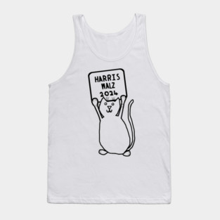 Cute Cat and Harris Walz 2024 Sign Tank Top