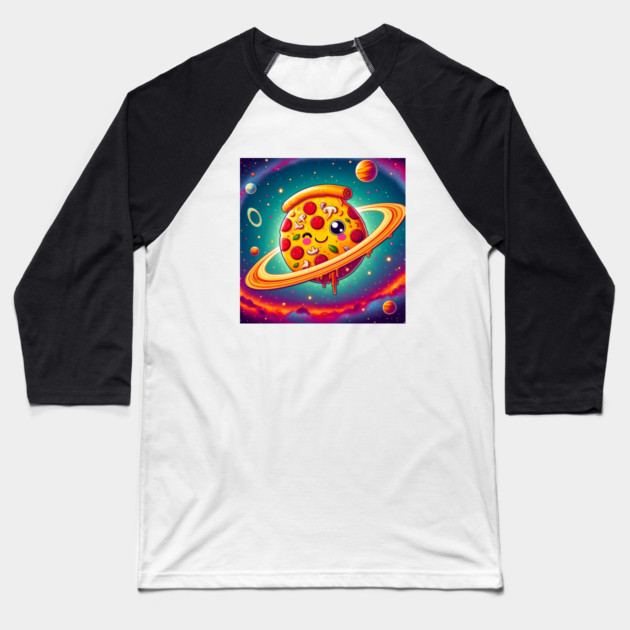 Pizza is my Universe, Funny Pizza Lover Baseball T-Shirt by logiamerch