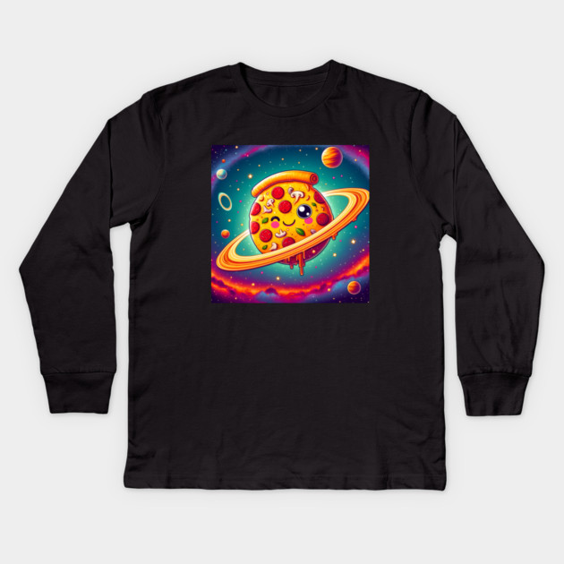 Pizza is my Universe, Funny Pizza Lover Kids Long Sleeve T-Shirt by logiamerch