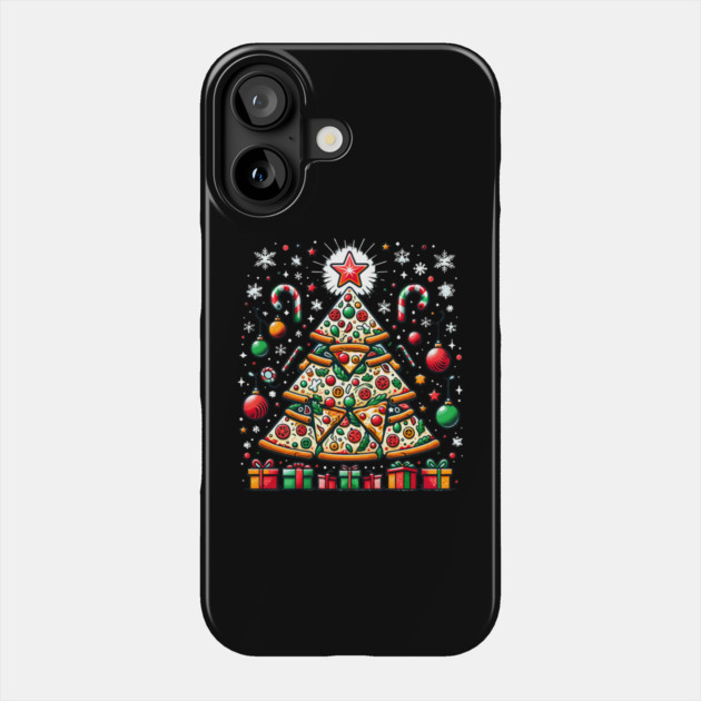 Xmas Tree with Pizza, Funny Pizza Lover Phone Case by logiamerch