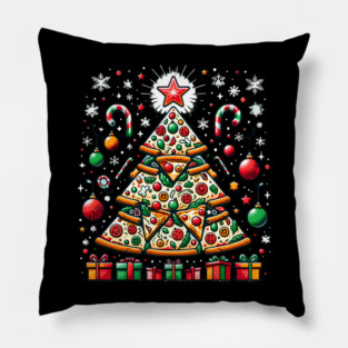 Xmas Tree with Pizza, Funny Pizza Lover Pillow