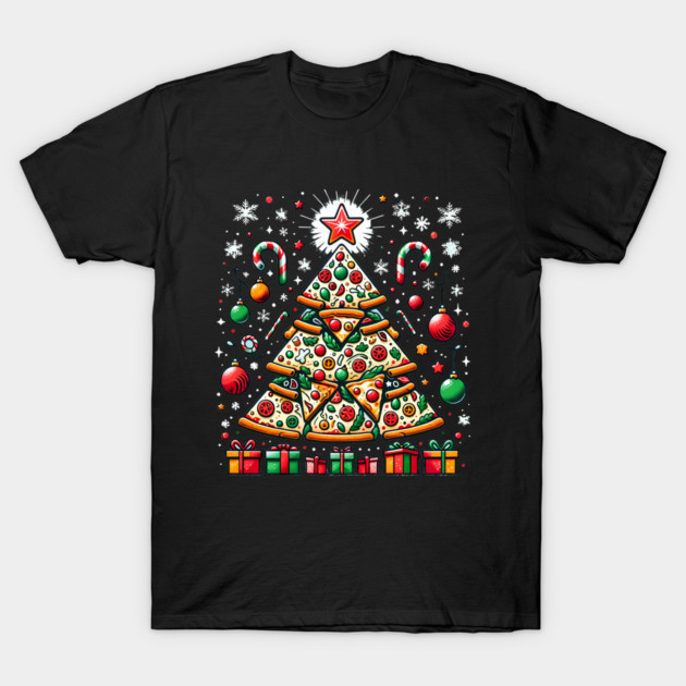 Xmas Tree with Pizza, Funny Pizza Lover T-Shirt by logiamerch