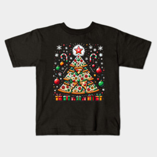 Xmas Tree with Pizza, Funny Pizza Lover Kids T-Shirt