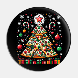 Xmas Tree with Pizza, Funny Pizza Lover Pin