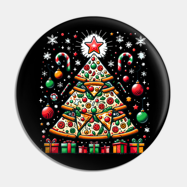 Xmas Tree with Pizza, Funny Pizza Lover Pin by logiamerch
