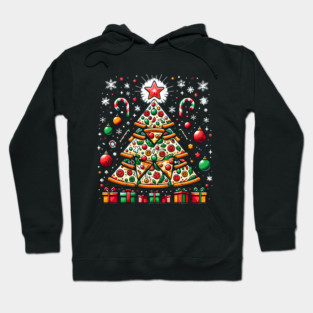 Xmas Tree with Pizza, Funny Pizza Lover Hoodie