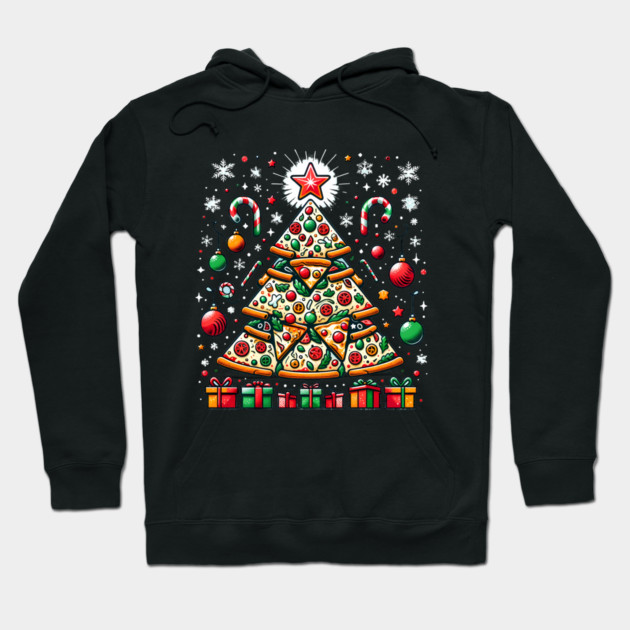 Xmas Tree with Pizza, Funny Pizza Lover Hoodie by logiamerch
