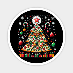 Xmas Tree with Pizza, Funny Pizza Lover Magnet