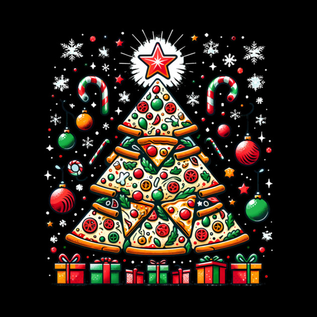 Xmas Tree with Pizza, Funny Pizza Lover by logiamerch