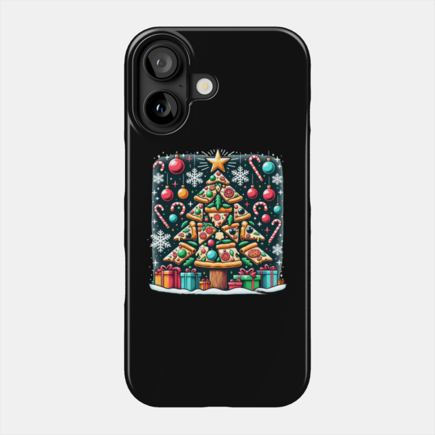 Xmas Tree with Pizza, Funny Pizza Lover Phone Case by logiamerch