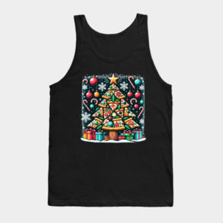 Xmas Tree with Pizza, Funny Pizza Lover Tank Top