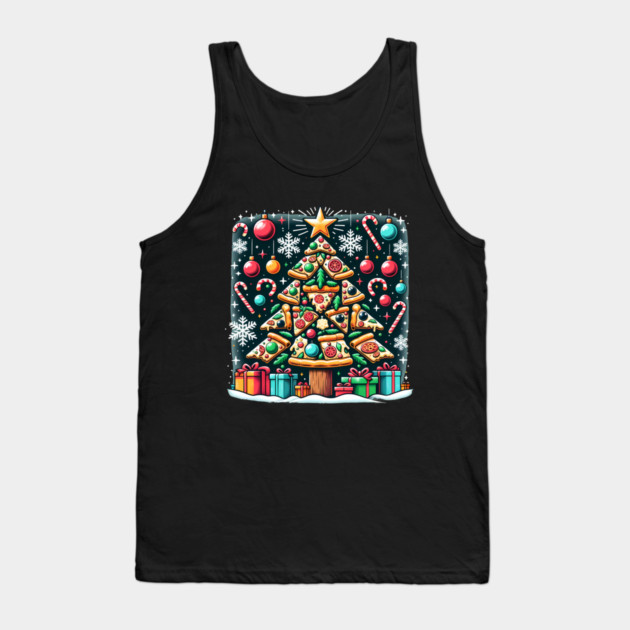 Xmas Tree with Pizza, Funny Pizza Lover Tank Top by logiamerch