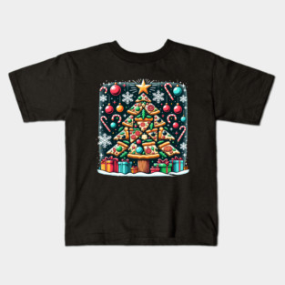 Xmas Tree with Pizza, Funny Pizza Lover Kids T-Shirt