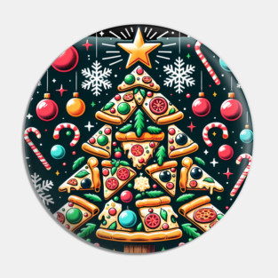 Xmas Tree with Pizza, Funny Pizza Lover Pin
