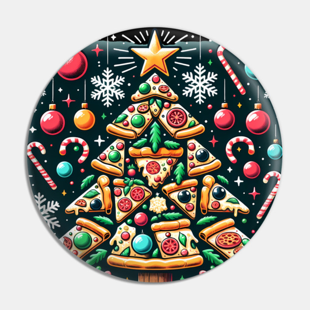 Xmas Tree with Pizza, Funny Pizza Lover Pin by logiamerch