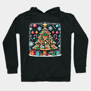 Xmas Tree with Pizza, Funny Pizza Lover Hoodie