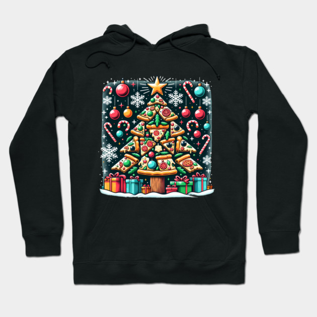 Xmas Tree with Pizza, Funny Pizza Lover Hoodie by logiamerch