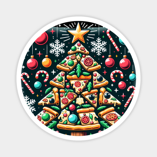 Xmas Tree with Pizza, Funny Pizza Lover Magnet by logiamerch