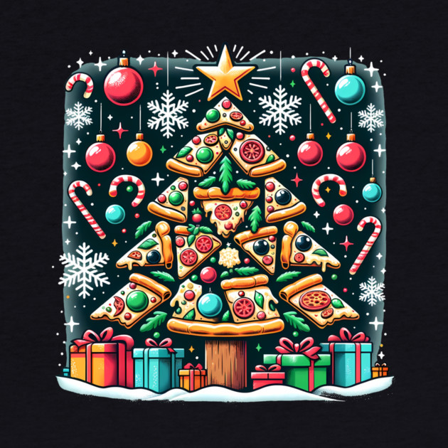 Xmas Tree with Pizza, Funny Pizza Lover by logiamerch