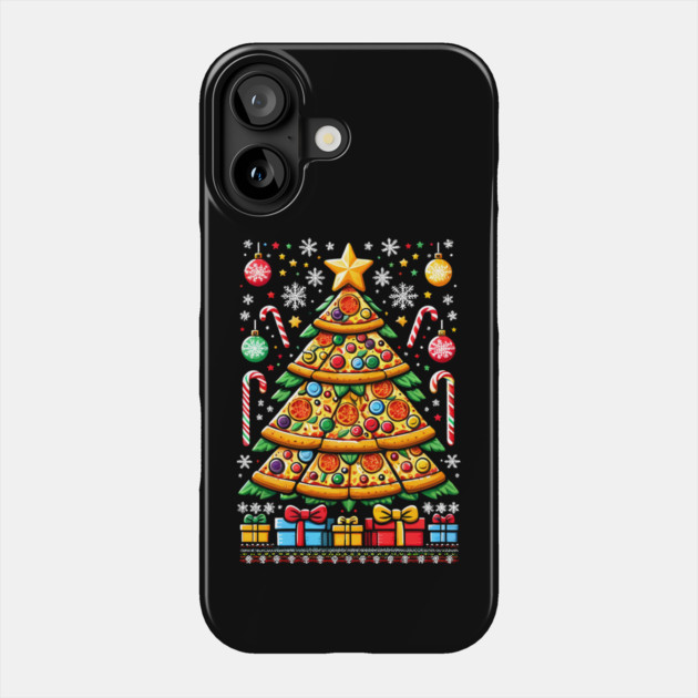 Xmas Tree with Pizza, Funny Pizza Lover Phone Case by logiamerch