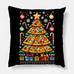 Xmas Tree with Pizza, Funny Pizza Lover Pillow