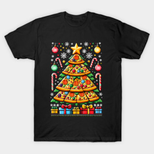 Xmas Tree with Pizza, Funny Pizza Lover T-Shirt