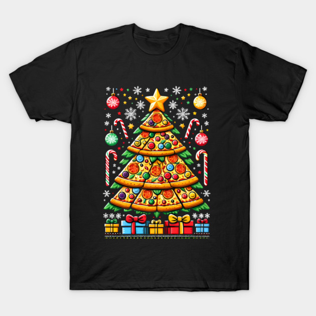 Xmas Tree with Pizza, Funny Pizza Lover T-Shirt by logiamerch