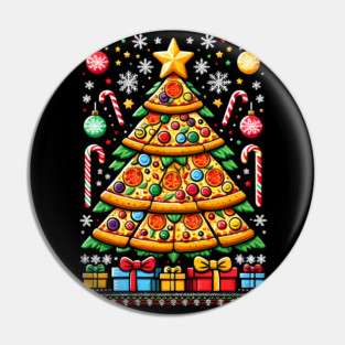 Xmas Tree with Pizza, Funny Pizza Lover Pin