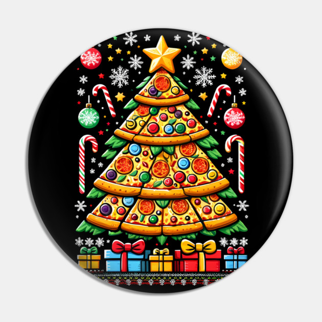 Xmas Tree with Pizza, Funny Pizza Lover Pin by logiamerch