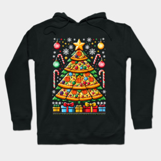 Xmas Tree with Pizza, Funny Pizza Lover Hoodie