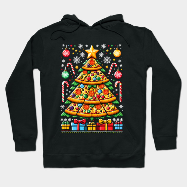 Xmas Tree with Pizza, Funny Pizza Lover Hoodie by logiamerch